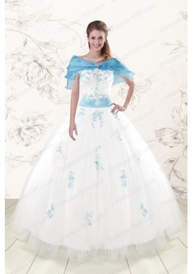White Ball Gown Discount Pretty Quinceanera Dresses for 2015