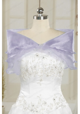 2015 Brand New Strapless Lavender Quinceanera Dresses with Appliques