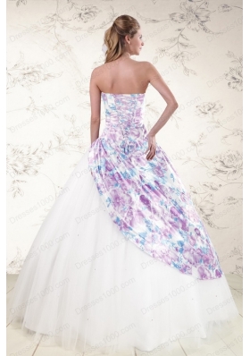 2015 Cheap Puffy Multi Color Quinceanera Dresses with Beading