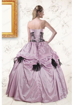 2015 Cheap Strapless Quinceanera Dresses with Appliques and Ruffles