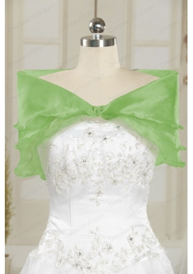 2015 Elegant Green Quinceanera Dresses with Beading and Ruffles