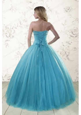 2015 Elegant Sweetheart Baby Blue Quinceanera Dresses with Appliques
