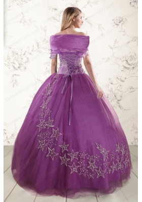 2015 Elegant Sweetheart Purple Quinceanera Dresses with Embroidery