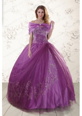 2015 Elegant Sweetheart Purple Quinceanera Dresses with Embroidery