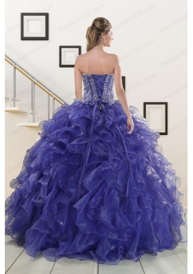 2015 Elegant Sweetheart Quinceanera Dresses with Sequins and Ruffles