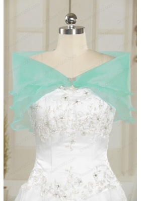 2015 Exquisite Turquoise Sweep Train Quinceanera Dresses with Beading and Picks Ups