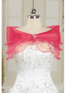 2015 Fashionable Appliques Sweet 16 Dresses in Coral Red