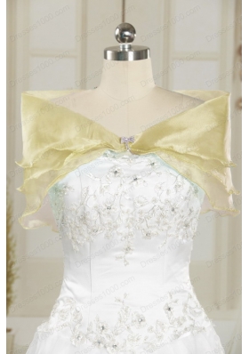 2015 Fashionable Beading Light Yellow Quinceanera Dresses