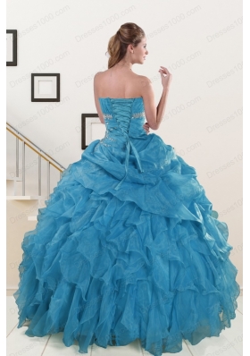 2015 Fashionable Strapless Quinceanera Dresses with Beading and Ruffles
