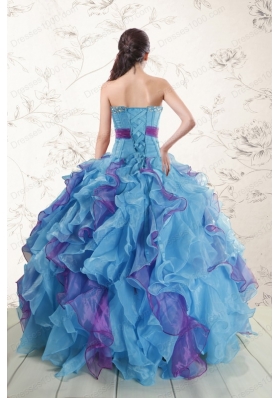 2015 New Style Multi Color Quinceanera Dresses with Beading and Ruffles