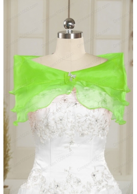 2015 Pretty Puffy Apple Green Sweet 16 Dresses with Beading
