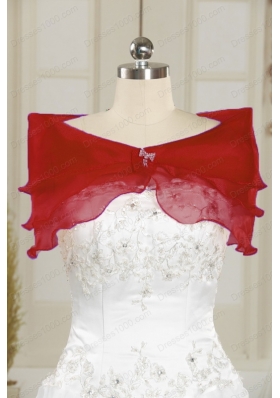 Cheap Red Ball Gown Strapless Sweet 15 Dresses with Beading and Ruffles