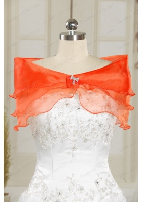 Cheap Strapless Appliques Sweet 16 Dresses in Orange Red