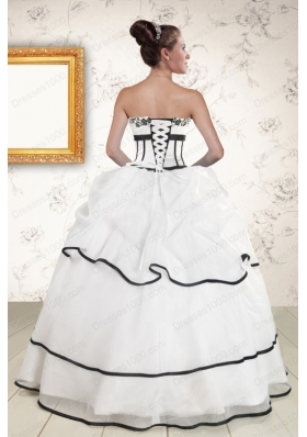 Cheap White and Black 2015 Quinceanera Dresses with Appliques