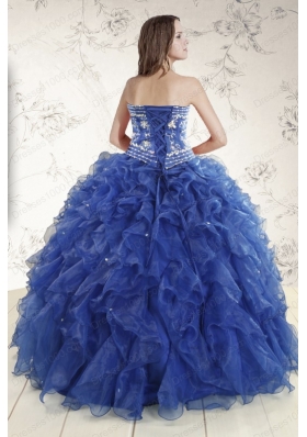 Elegant Beading and Ruffles 2015 Quinceanera Dresses in Royal Blue