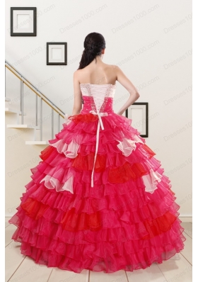Elegant Beading Quinceanera Dresses with One Shoulder for 2015