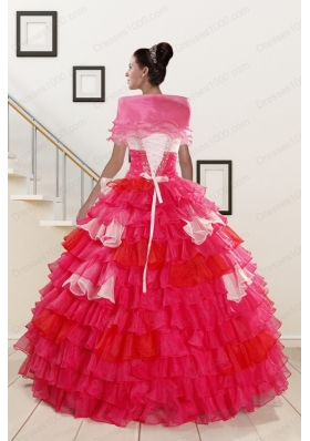 Elegant Beading Quinceanera Dresses with One Shoulder for 2015