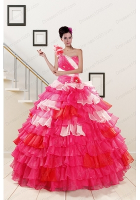 Elegant Beading Quinceanera Dresses with One Shoulder for 2015