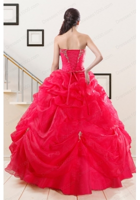 Elegant Red Sweetheart Quinceanera Dresses with Appliques
