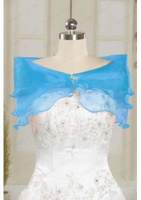 Elegant Spaghetti Straps Appliques Sequins Turquoise Quinceanera Dresses for 2015