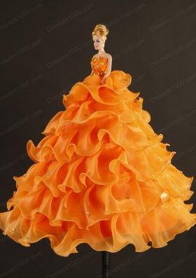 Elegant Strapless Appliques 2015 Quinceanera Dresses in Orange