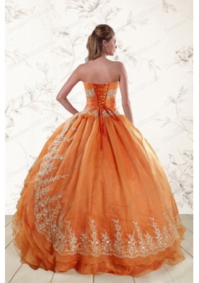 Elegant Strapless Appliques 2015 Quinceanera Dresses in Orange