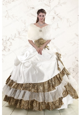 Elegant Strapless Leopard Quinceanera Dresses with Hand Made Flower
