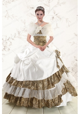 Elegant Strapless Leopard Quinceanera Dresses with Hand Made Flower