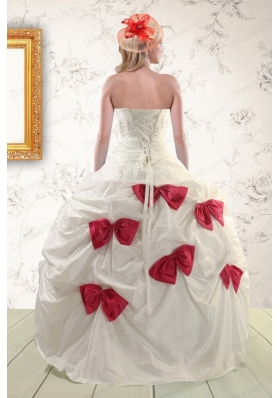 Elegant White Quinceanera Dresses with Beading and Bowknots For 2015