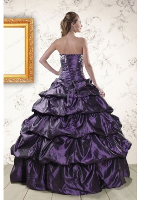 Fashionable Sweetheart Purple Sweet 15 Dresses with Appliques for 2015