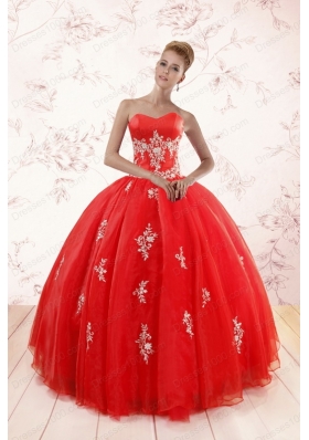 In Stock Ball Gown Sweetheart Appliques Quinceanera Dresses