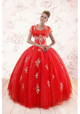 In Stock Ball Gown Sweetheart Appliques Quinceanera Dresses
