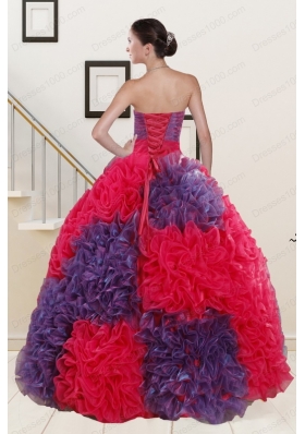 In Stock Beading and Ruffles Multi-color Quinceanera Dresses