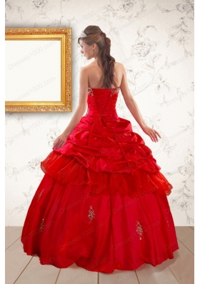 In Stock Beautiful Beading Sweetheart Red Quinceanera Dresses