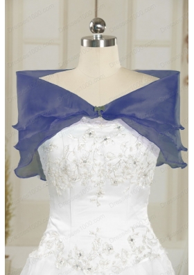 In Stock Embroidery and Pick Ups Cheap Quinceanera Dress in Navy Blue