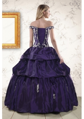 In Stock Latest Off The Shoulder Appliques Quinceanera Dresses in Purple