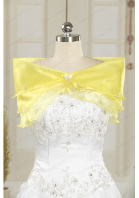 In Stock Light Yellow Quinceanera Dress with Appliques and Ruffled Layers