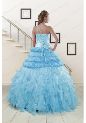 In Stock Pretty Baby Blue Sweet 15 Dresses with Beading