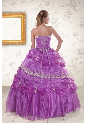 In Stock Pretty Strapless Lilac Quinceanera Dresses with Appliques