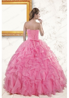 In Stock Pretty Sweetheart Beading Baby Pink Quinceanera Dresses