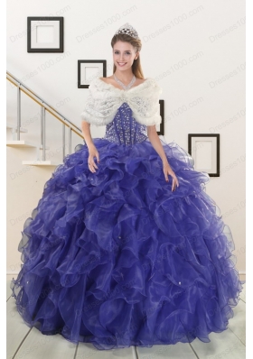 In Stock Pretty Sweetheart Purple Quinceanera Dresses with Beading and Ruffles