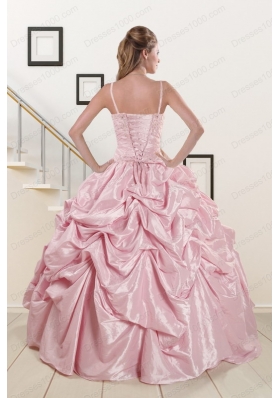 In Stock Sweet Spaghetti Straps Quinceanera Dresses in Pink