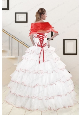 Pretty Ruffeld Layers 2015 Quinceanera Dresses with Strapless