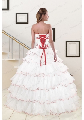 Pretty Ruffeld Layers 2015 Quinceanera Dresses with Strapless