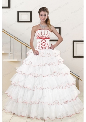 Pretty Ruffeld Layers 2015 Quinceanera Dresses with Strapless