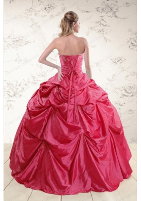 2015 Cheap Appliques Quinceanera Dresses in Hot Pink
