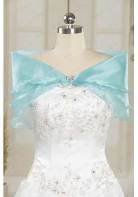 2015 Cheap Aqua Blue Quinceanera Dresses with Beading and Appliques