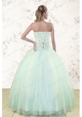 2015 Cheap Light Blue Sweet 15 Dresses with Beading