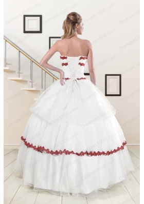 2015  Cheap Sweetheart Ball Gown Quinceanera Dresses with Appliques