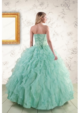 2015 Cheap Sweetheart Beading Quinceanera Dresses in Apple Green